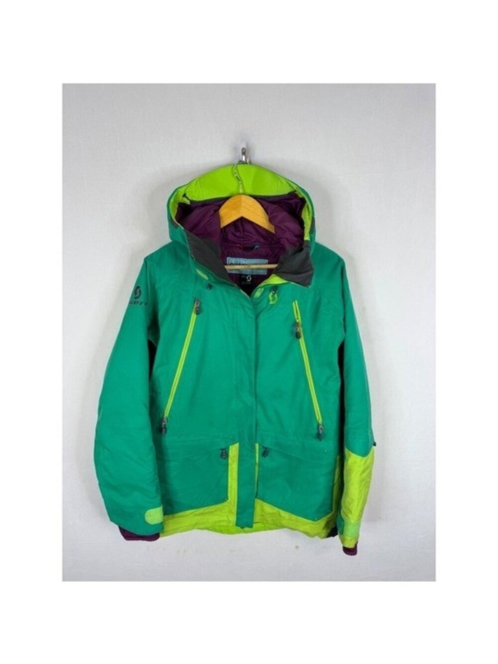 Scott Outerwear Womens Green Purple Colorblock Hooded Ski Jacket Size M 4-6 Down